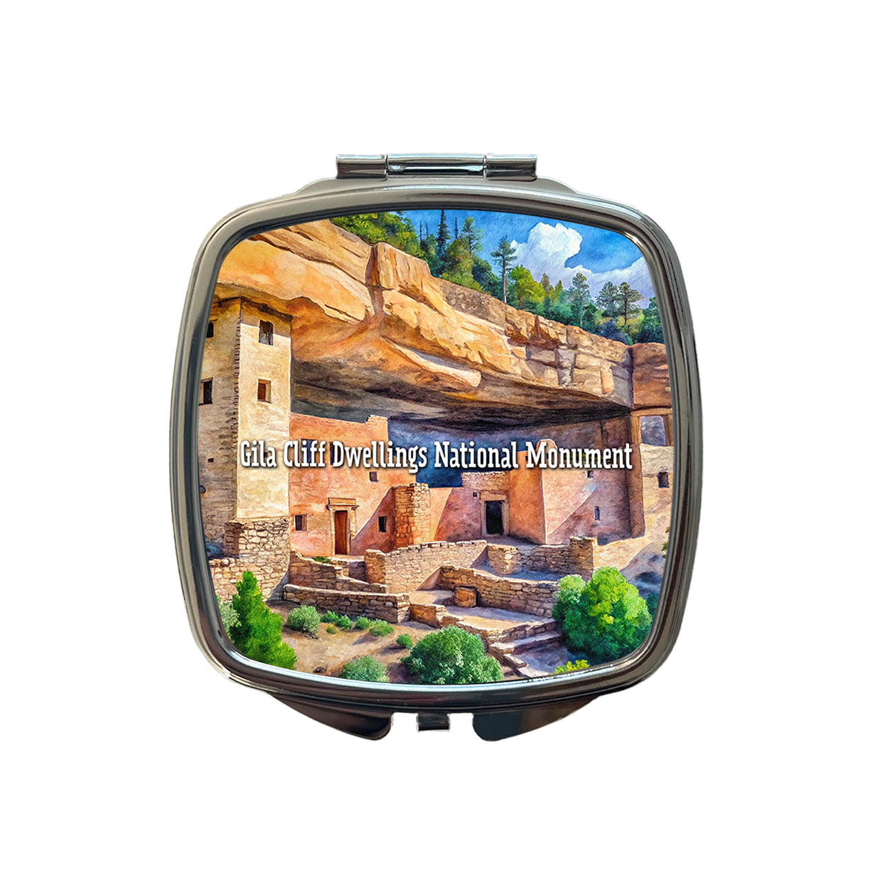 Gila Cliff Dwellings National Monument New Mexico Small Travel Purse Handbag Pocket Makeup Compact Mirror