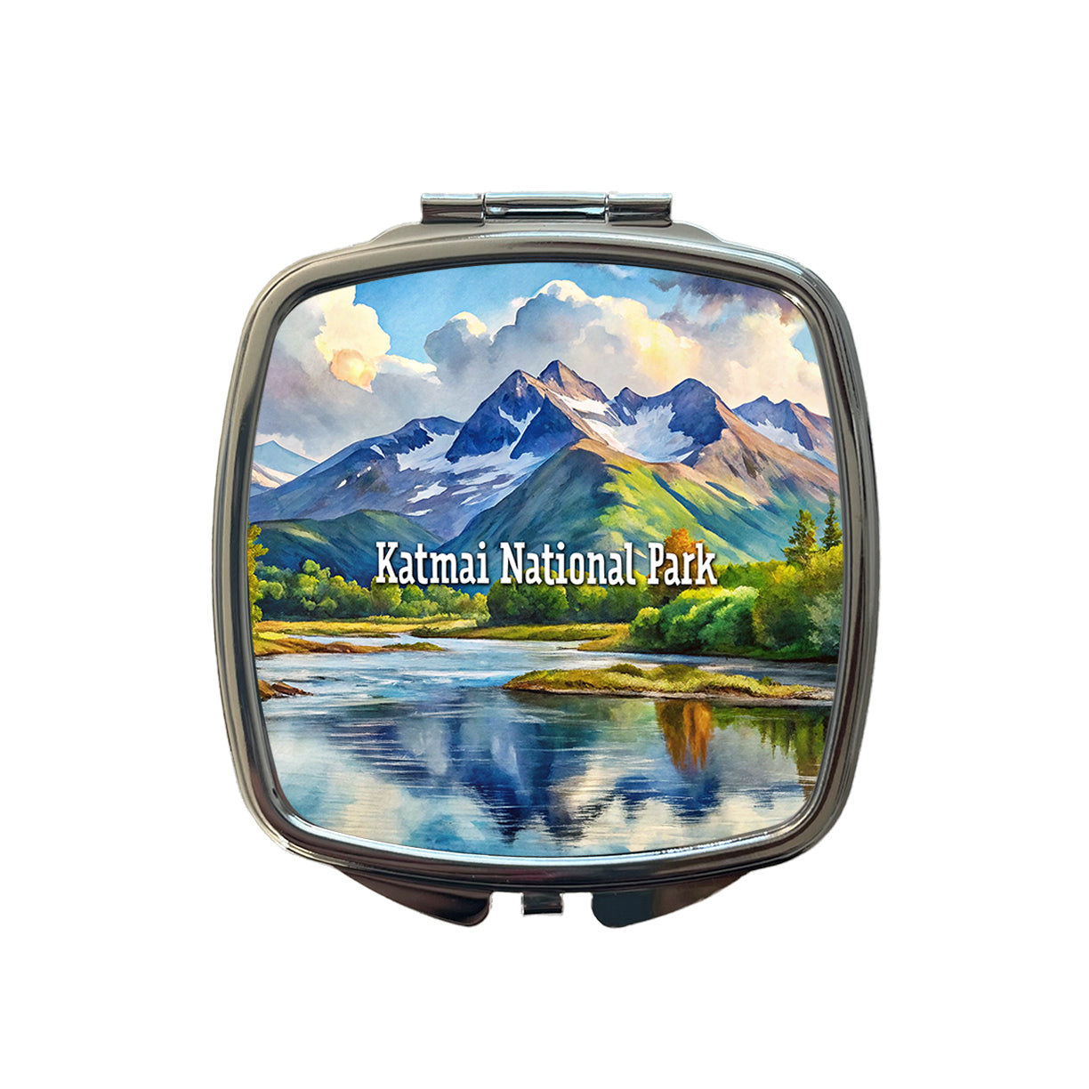 Katmai National Park Alaska Small Travel Purse Handbag Pocket Makeup Compact Mirror