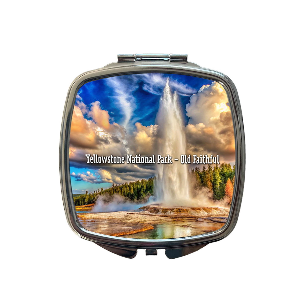 Yellowstone National Park Old Faithful Small Travel Purse Handbag Pocket Makeup Compact Mirror