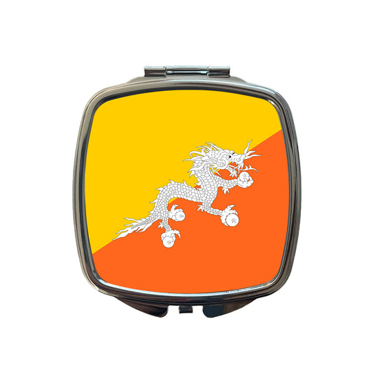 Bhutan Country Flag Small Travel Purse Handbag Pocket Makeup Compact Mirror