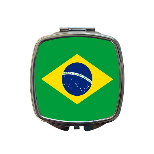 Brazil Country Flag Small Travel Purse Handbag Pocket Makeup Compact Mirror