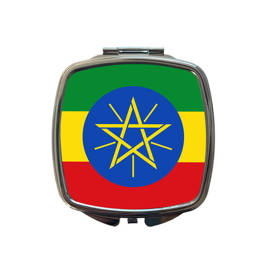 Ethiopia Country Flag Small Travel Purse Handbag Pocket Makeup Compact Mirror