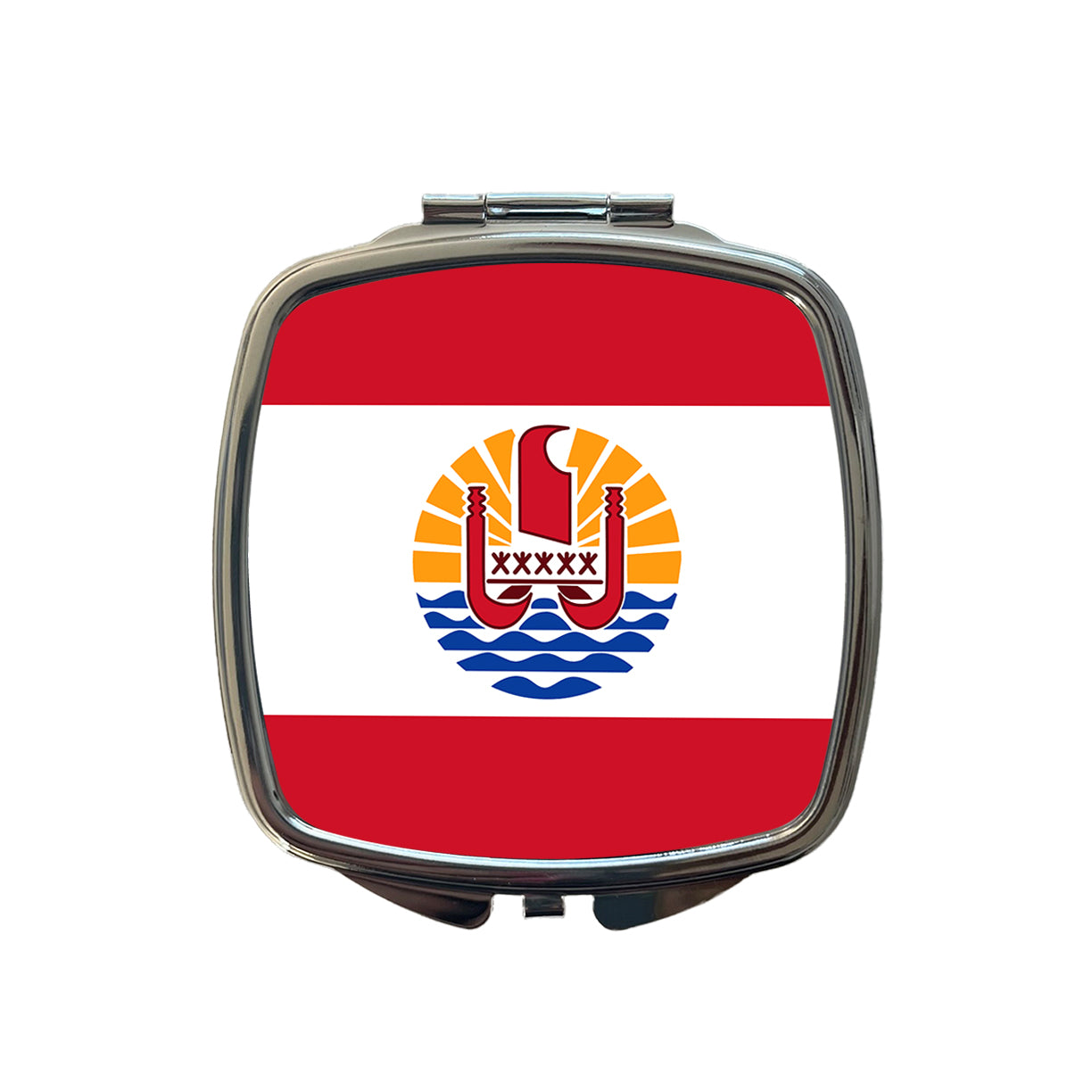 French Polynesia Country Flag Small Travel Purse Handbag Pocket Makeup Compact Mirror
