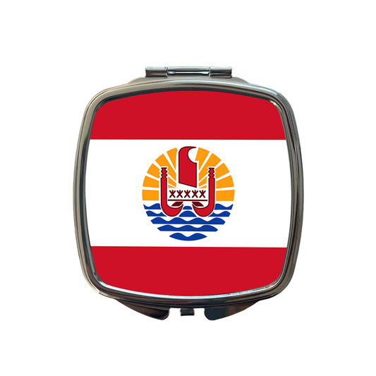 French Polynesia Country Flag Small Travel Purse Handbag Pocket Makeup Compact Mirror
