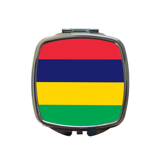 Mauritius Country Flag Small Travel Purse Handbag Pocket Makeup Compact Mirror
