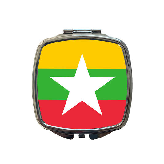 Myanmar Country Flag Small Travel Purse Handbag Pocket Makeup Compact Mirror