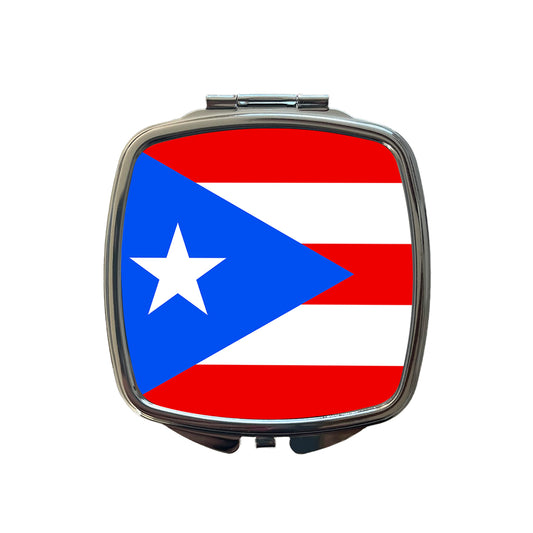 Puerto Rico Country Flag Small Travel Purse Handbag Pocket Makeup Compact Mirror