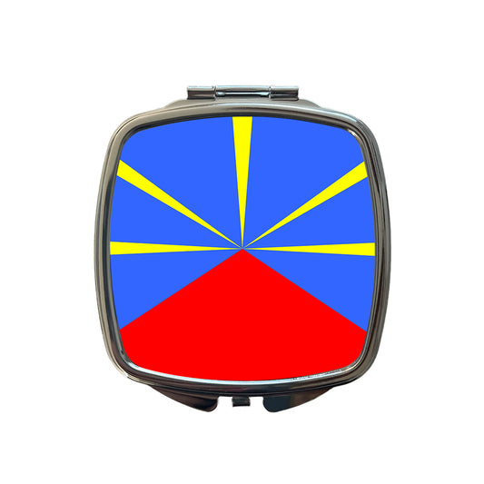 Réunion Country Flag Small Travel Purse Handbag Pocket Makeup Compact Mirror