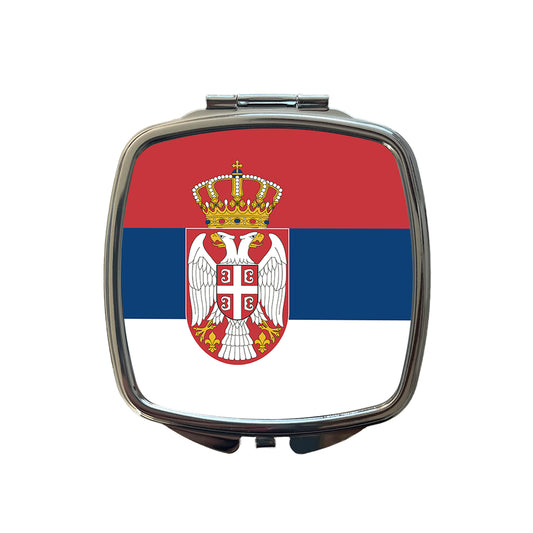 Serbia Country Flag Small Travel Purse Handbag Pocket Makeup Compact Mirror