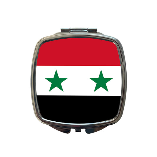 Syrian Arab Republic Country Flag Small Travel Purse Handbag Pocket Makeup Compact Mirror