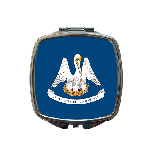 Louisiana LA State Flag Small Travel Purse Handbag Pocket Makeup Compact Mirror
