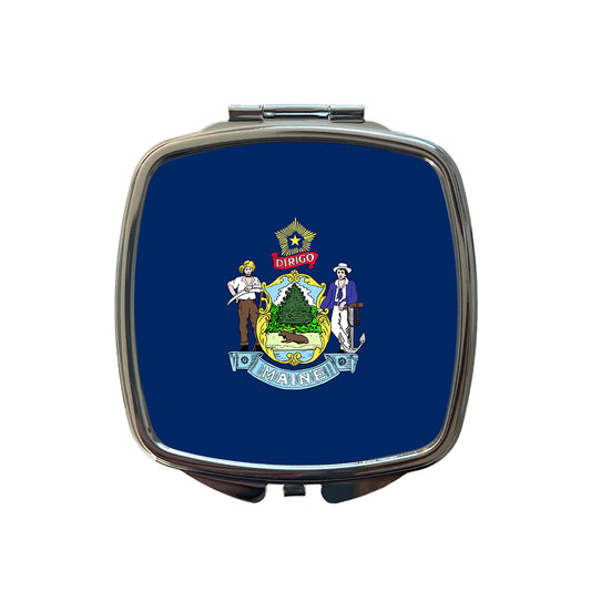 Maine ME State Flag Small Travel Purse Handbag Pocket Makeup Compact Mirror