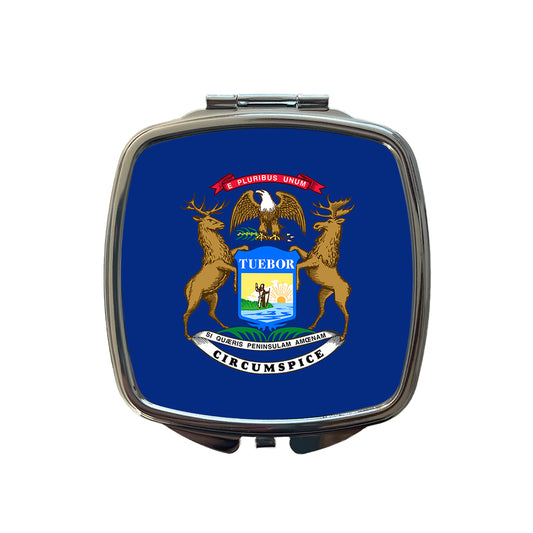 Michigan MI State Flag Small Travel Purse Handbag Pocket Makeup Compact Mirror