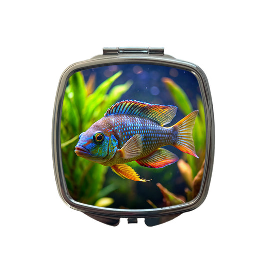 Cichlid Aquarium Fish Small Travel Purse Handbag Pocket Makeup Compact Mirror