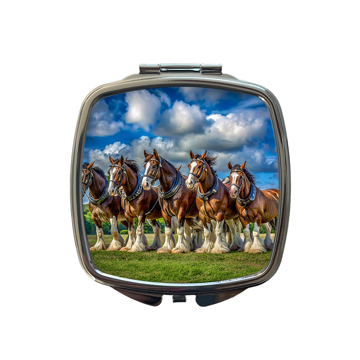 Clydesdale Horses in a Field Small Travel Purse Handbag Pocket Makeup Compact Mirror