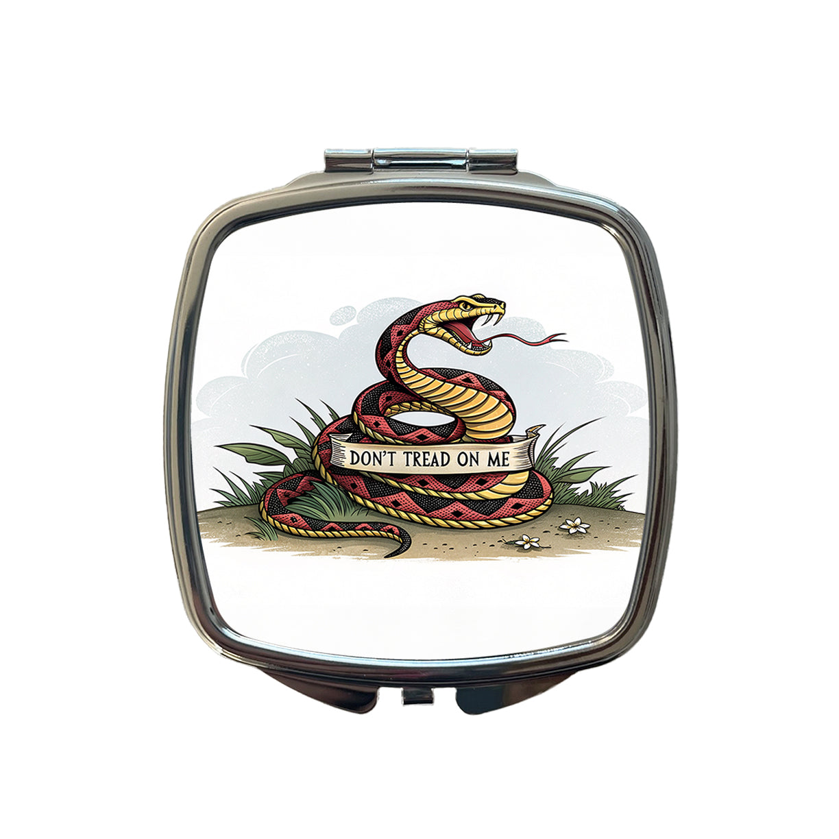 Don't Tread On Me Snake Small Travel Purse Handbag Pocket Makeup Compact Mirror