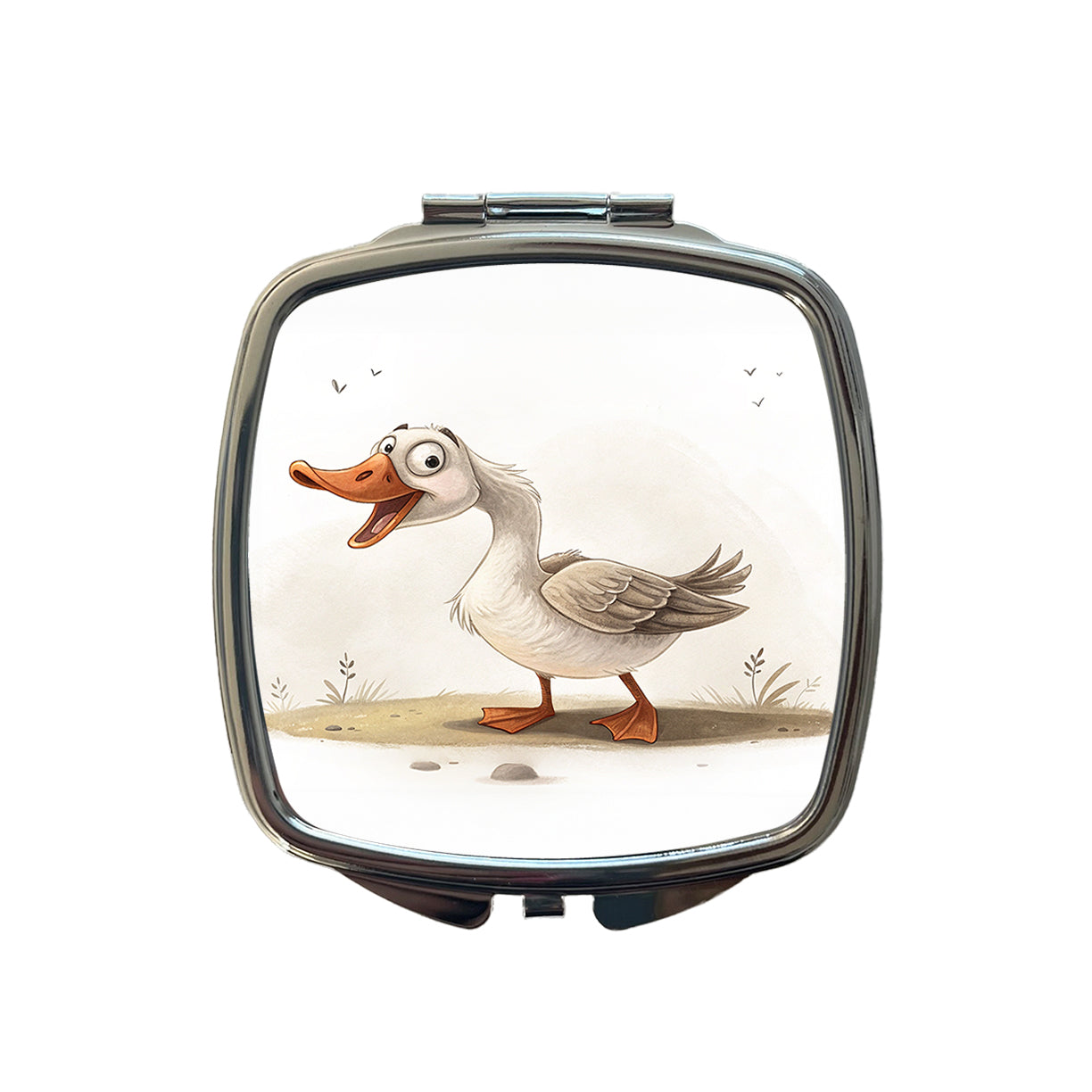 Funny Silly Goose Small Travel Purse Handbag Pocket Makeup Compact Mirror