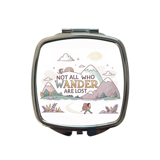 Hiking Camping Not All Who Wander Are Lost Small Travel Purse Handbag Pocket Makeup Compact Mirror