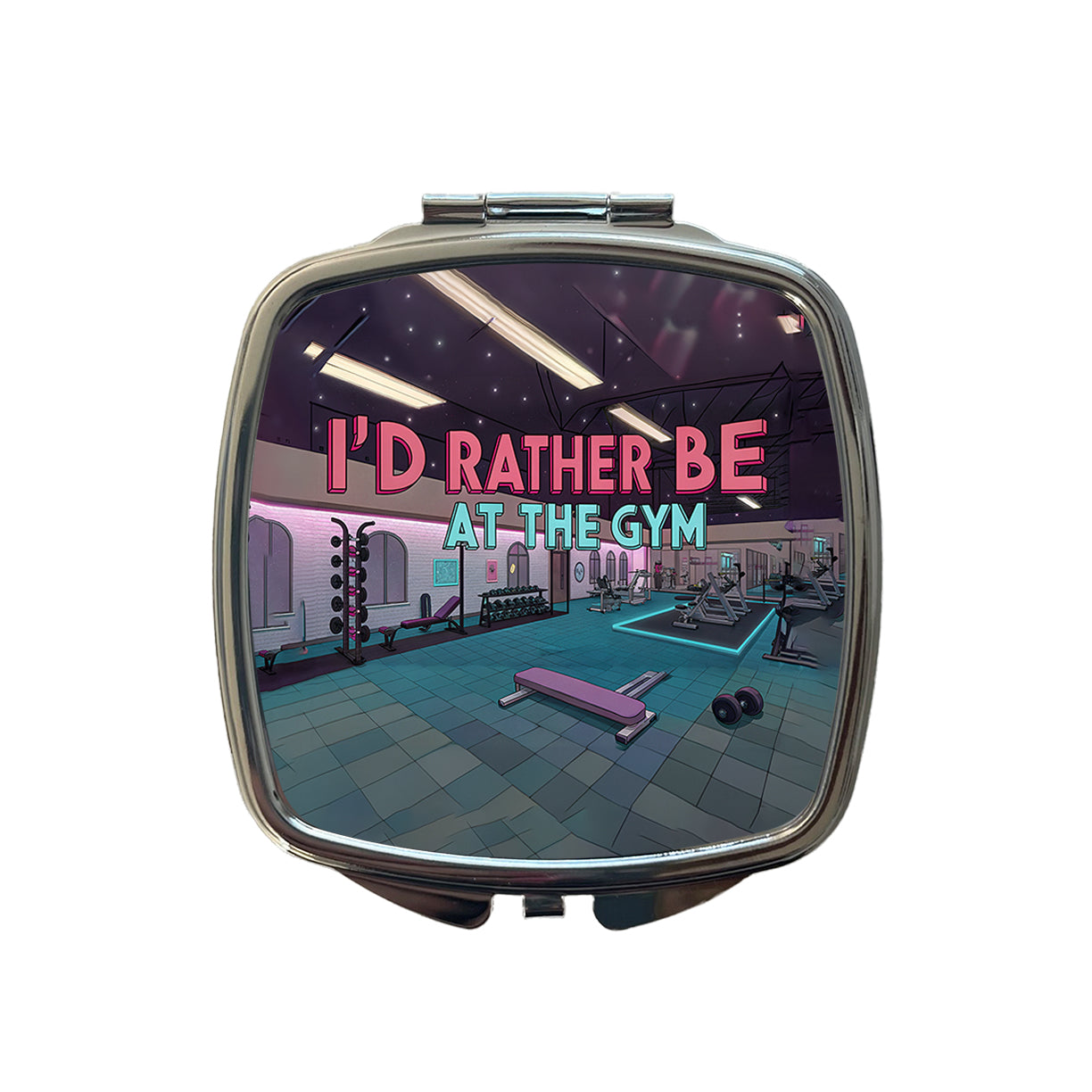 I'd Rather Be At The Gym Small Travel Purse Handbag Pocket Makeup Compact Mirror