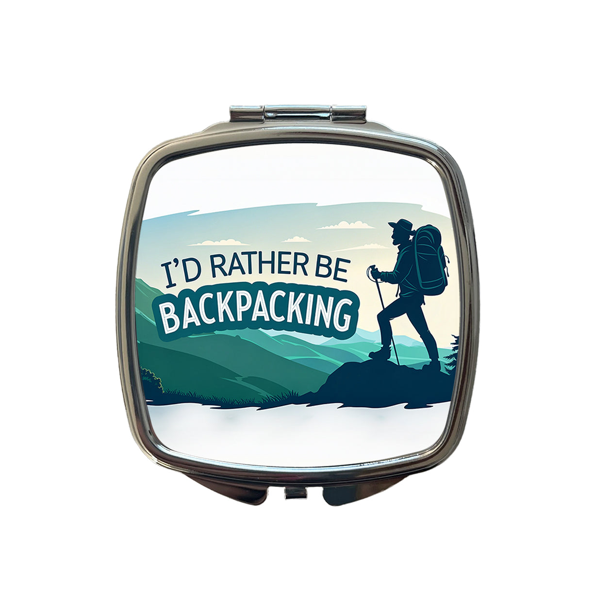 I'd Rather Be Backpacking Traveling Hiking Small Travel Purse Handbag Pocket Makeup Compact Mirror