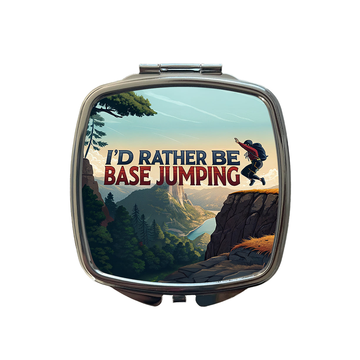 I'd Rather Be Base Jumping Small Travel Purse Handbag Pocket Makeup Compact Mirror