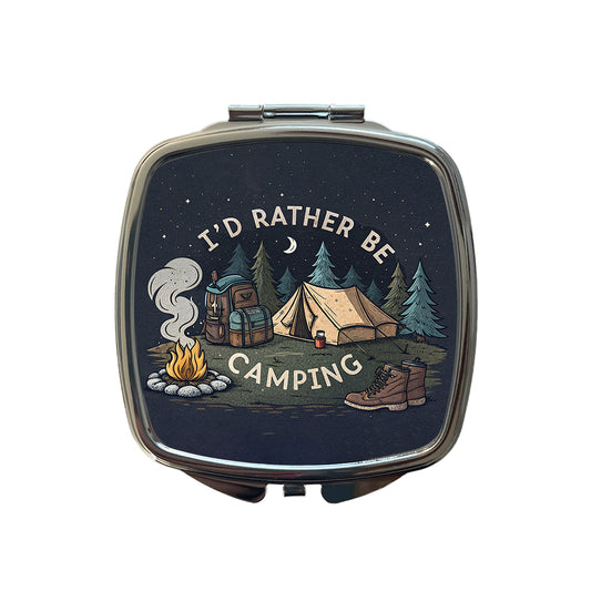 I'd Rather Be Camping Outdoors Hiking Small Travel Purse Handbag Pocket Makeup Compact Mirror