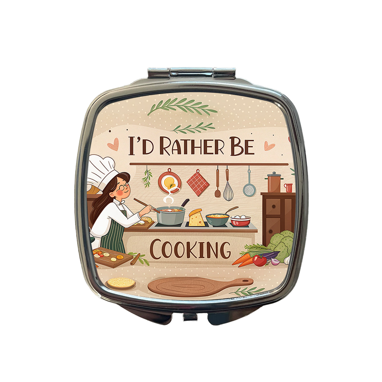I'd Rather Be Cooking Cook Small Travel Purse Handbag Pocket Makeup Compact Mirror