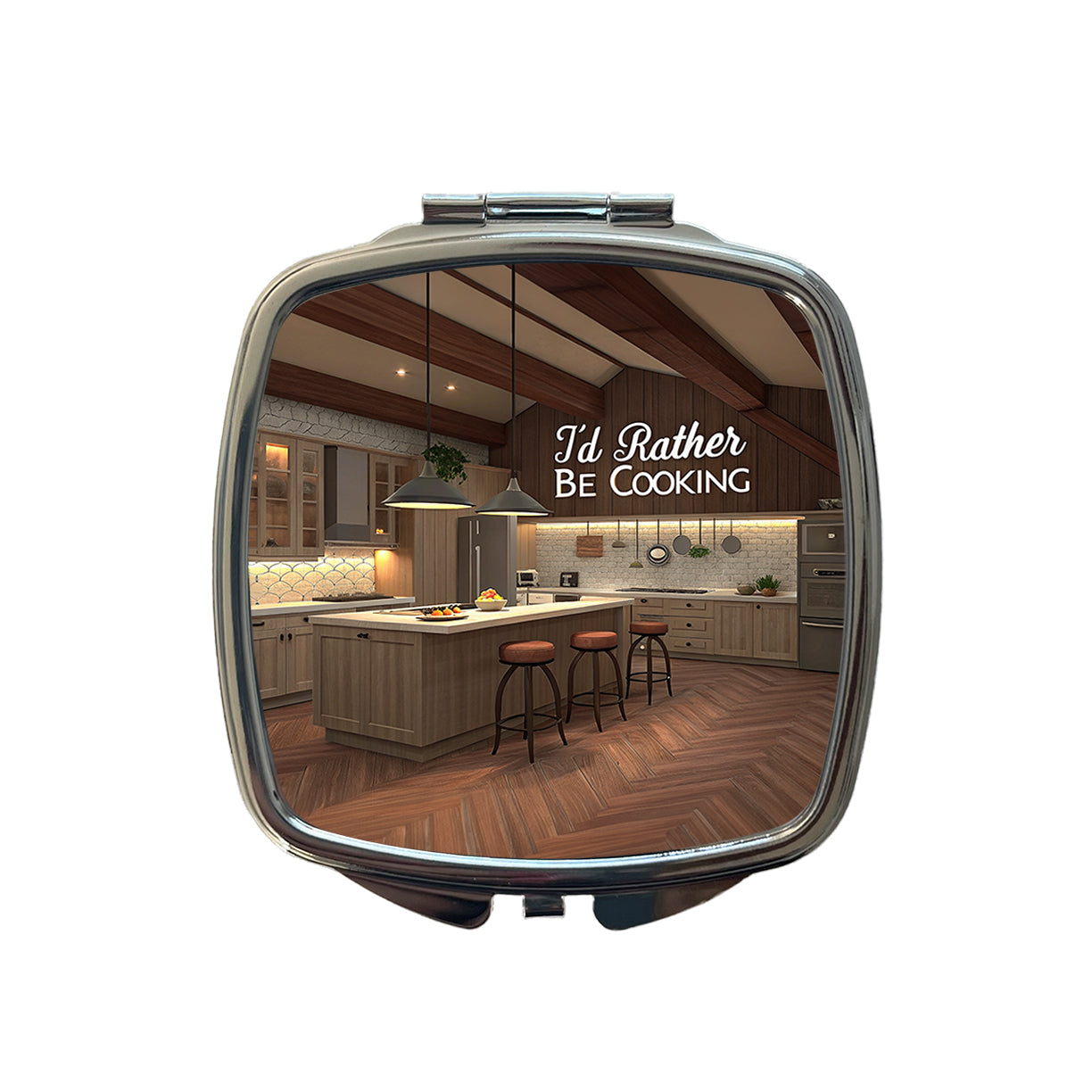 I'd Rather Be Cooking Kitchen Small Travel Purse Handbag Pocket Makeup Compact Mirror