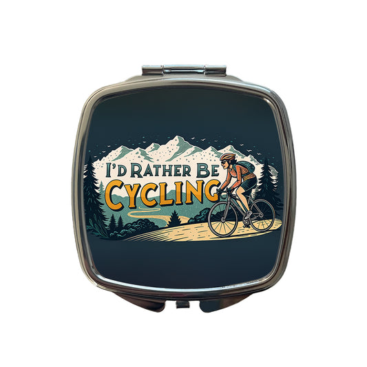 I'd Rather Be Cycling Road Mountain Bike Small Travel Purse Handbag Pocket Makeup Compact Mirror
