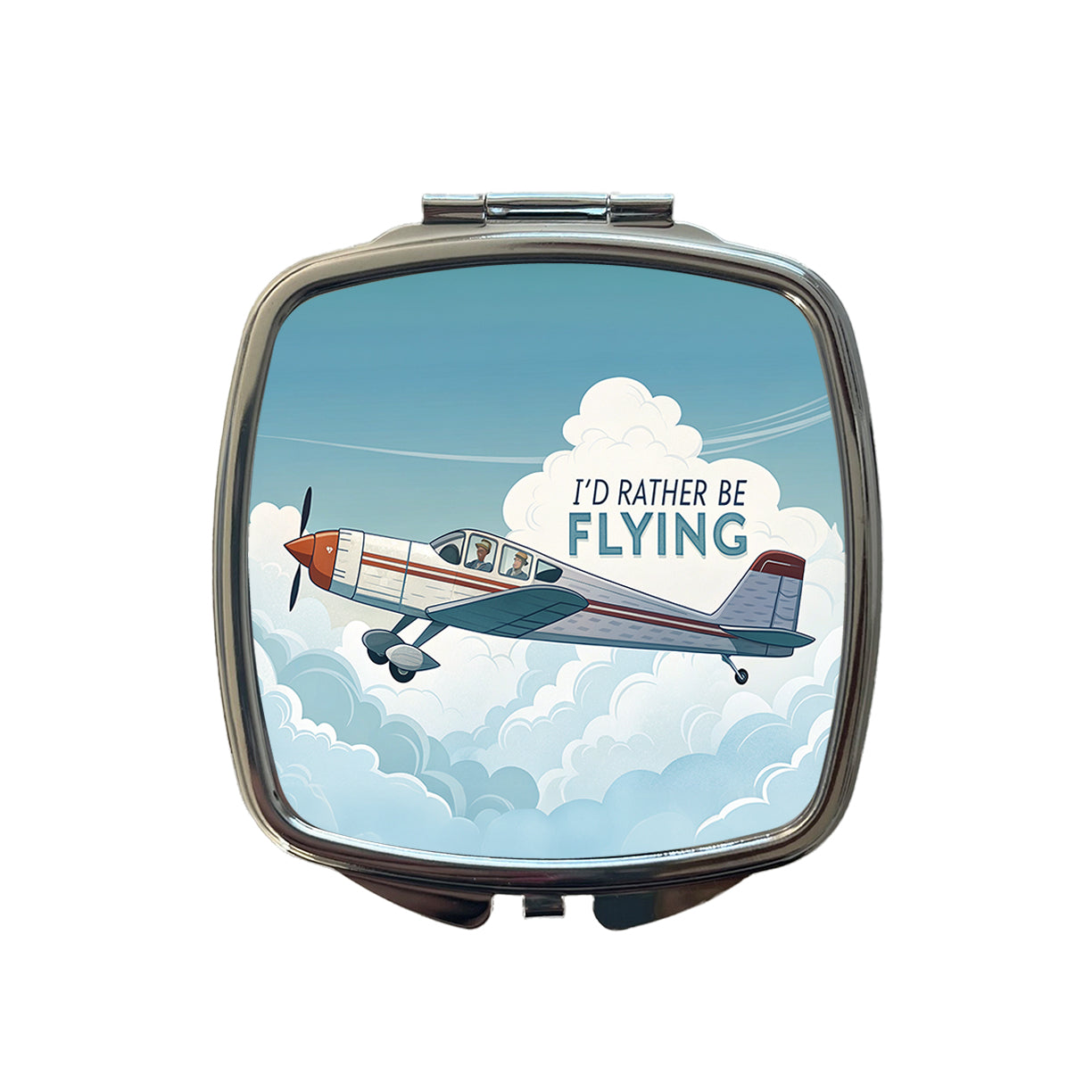 I'd Rather Be Flying Airplane Pilot Small Travel Purse Handbag Pocket Makeup Compact Mirror