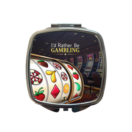 I'd Rather Be Gambling Slot Machines Small Travel Purse Handbag Pocket Makeup Compact Mirror