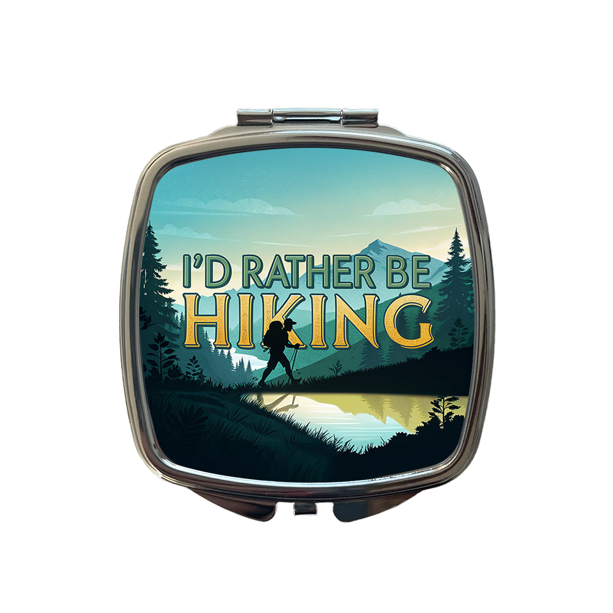 I'd Rather Be Hiking Mountains Small Travel Purse Handbag Pocket Makeup Compact Mirror