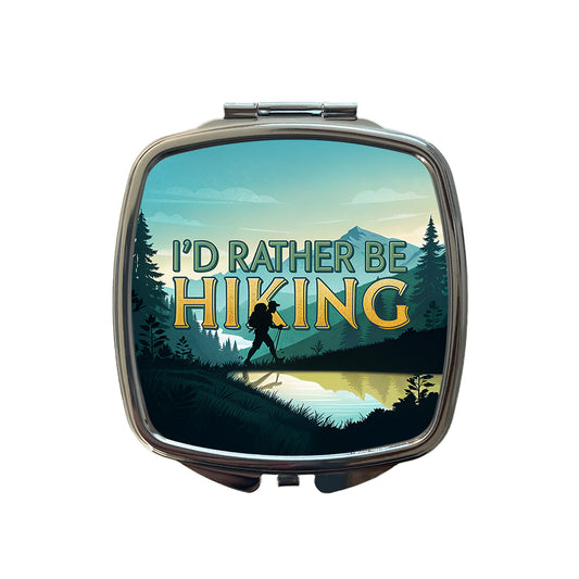I'd Rather Be Hiking Mountains Small Travel Purse Handbag Pocket Makeup Compact Mirror