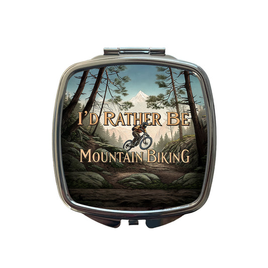 I'd Rather Be Mountain Biking Small Travel Purse Handbag Pocket Makeup Compact Mirror