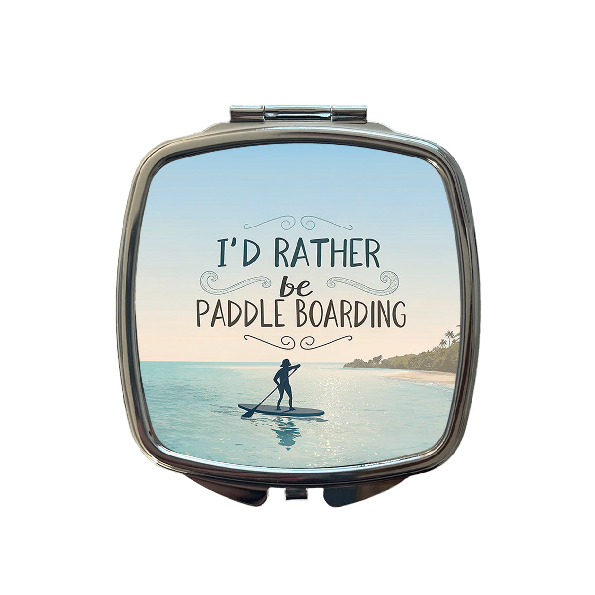 I'd Rather Be Paddle Boarding Small Travel Purse Handbag Pocket Makeup Compact Mirror