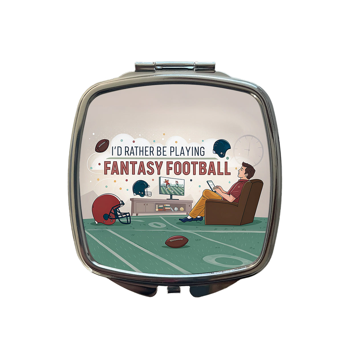 I'd Rather Be Playing Fantasy Football Small Travel Purse Handbag Pocket Makeup Compact Mirror