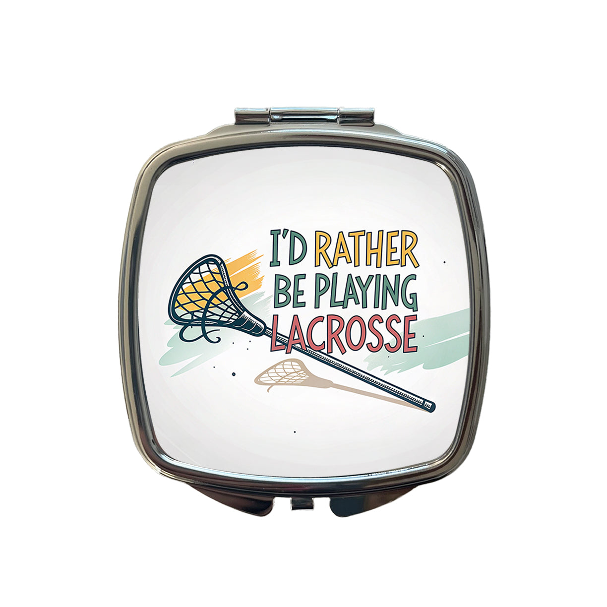 I'd Rather Be Playing Lacrosse Small Travel Purse Handbag Pocket Makeup Compact Mirror
