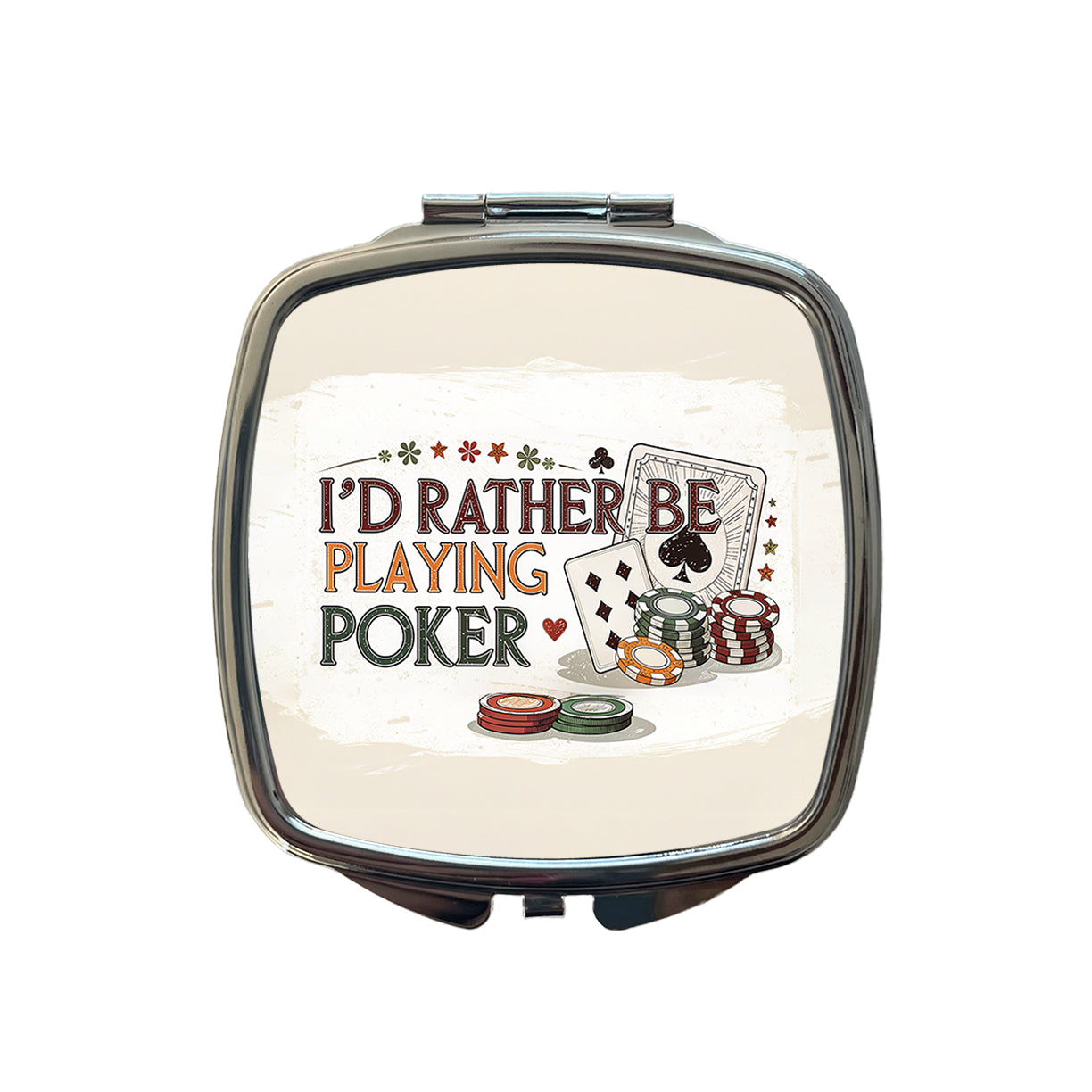I'd Rather Be Playing Poker Cards Small Travel Purse Handbag Pocket Makeup Compact Mirror