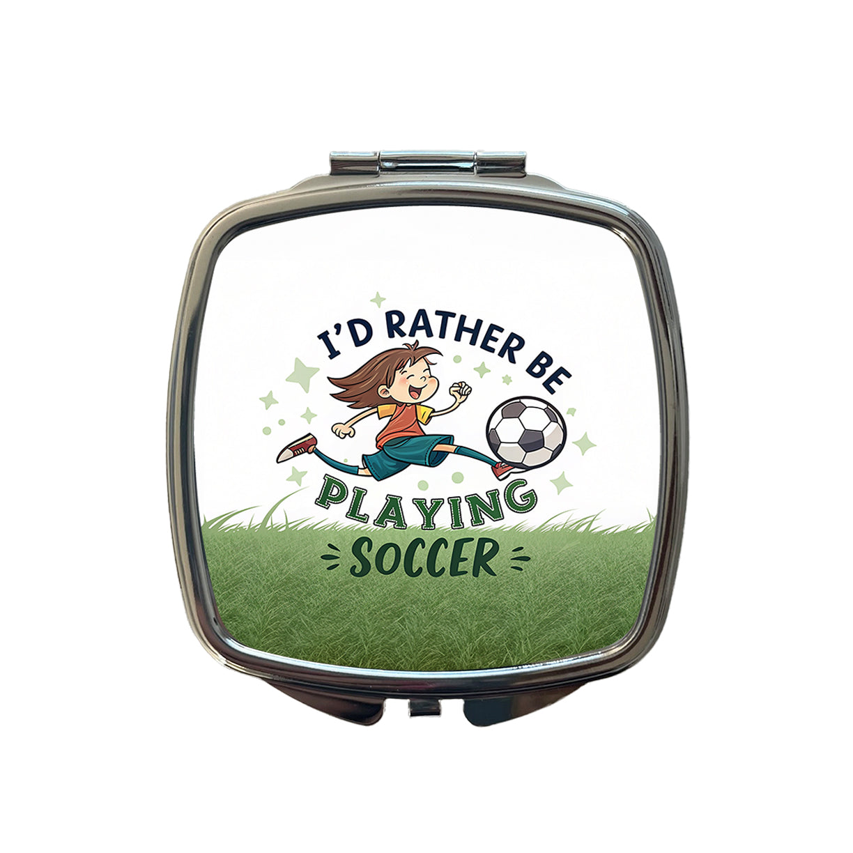 I'd Rather Be Playing Soccer Small Travel Purse Handbag Pocket Makeup Compact Mirror