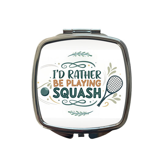I'd Rather Be Playing Squash Small Travel Purse Handbag Pocket Makeup Compact Mirror