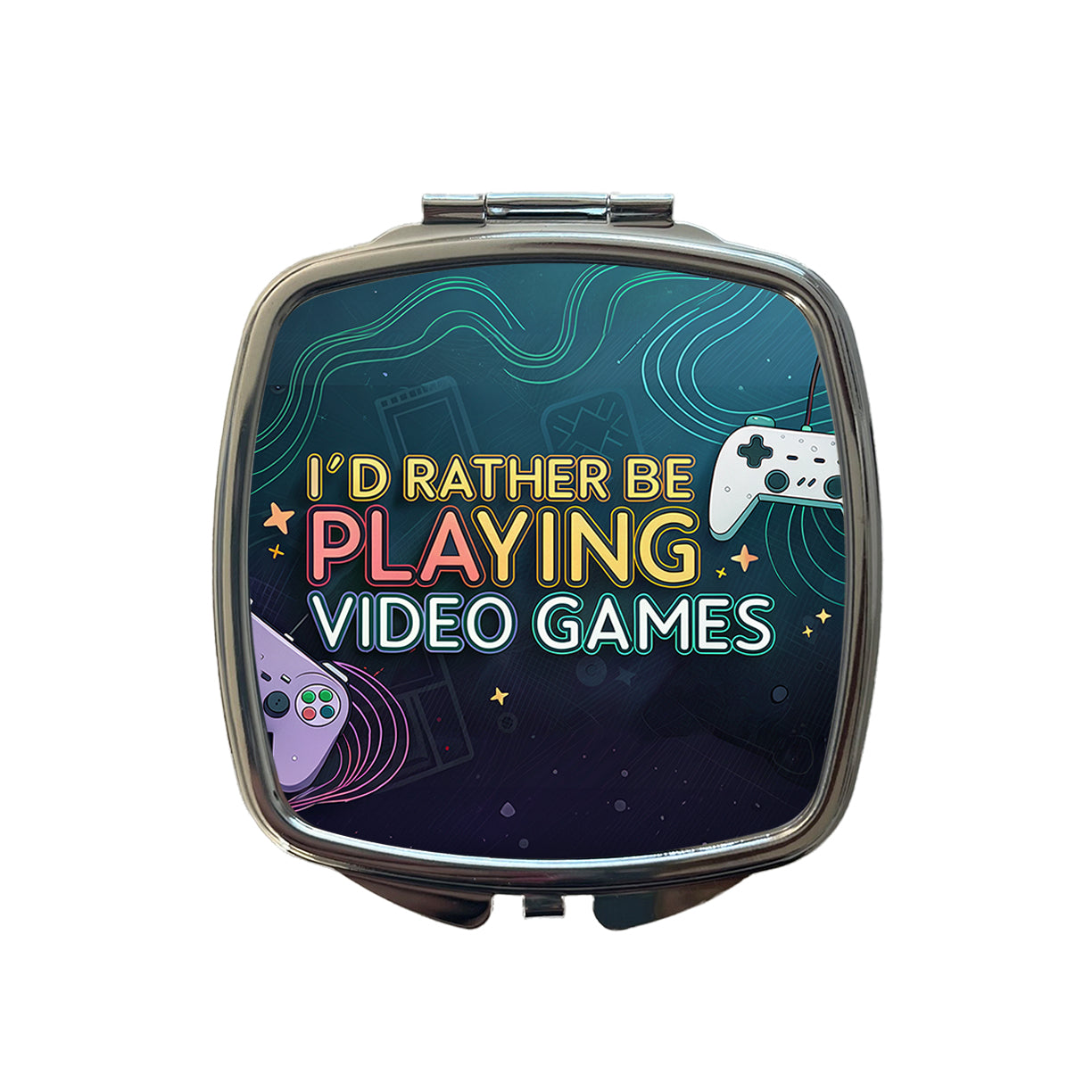 I'd Rather Be Playing Video Games Small Travel Purse Handbag Pocket Makeup Compact Mirror