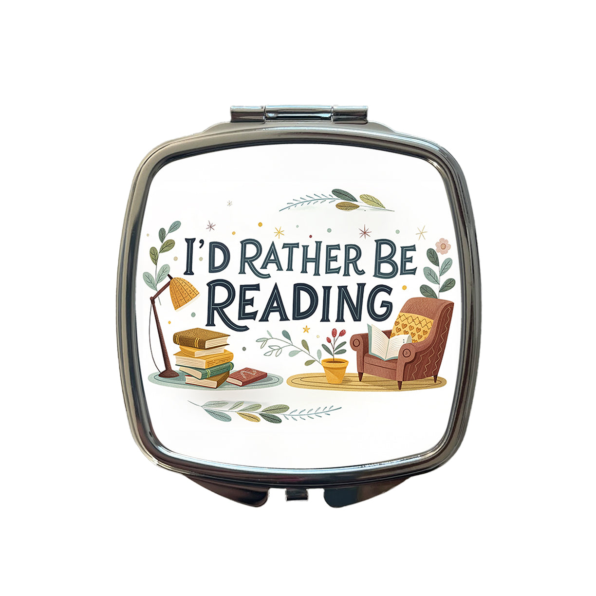 I'd Rather Be Reading Small Travel Purse Handbag Pocket Makeup Compact Mirror