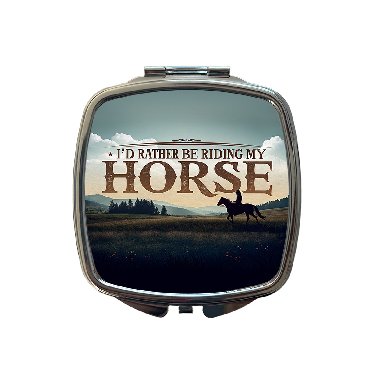 I'd Rather Be Riding My Horse Small Travel Purse Handbag Pocket Makeup Compact Mirror