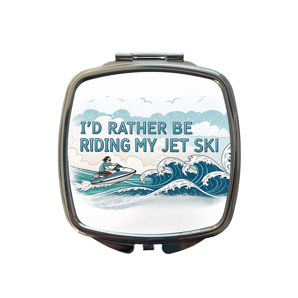 I'd Rather Be Riding My Jet Ski Small Travel Purse Handbag Pocket Makeup Compact Mirror