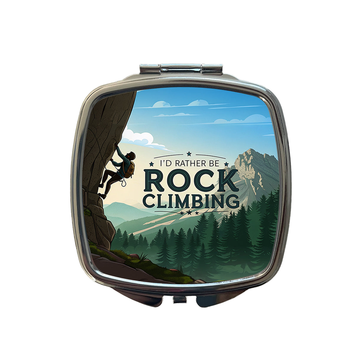 I'd Rather Be Rocking Climbing Small Travel Purse Handbag Pocket Makeup Compact Mirror