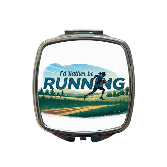 I'd Rather Be Running Woman Jogging Cross Country Small Travel Purse Handbag Pocket Makeup Compact Mirror