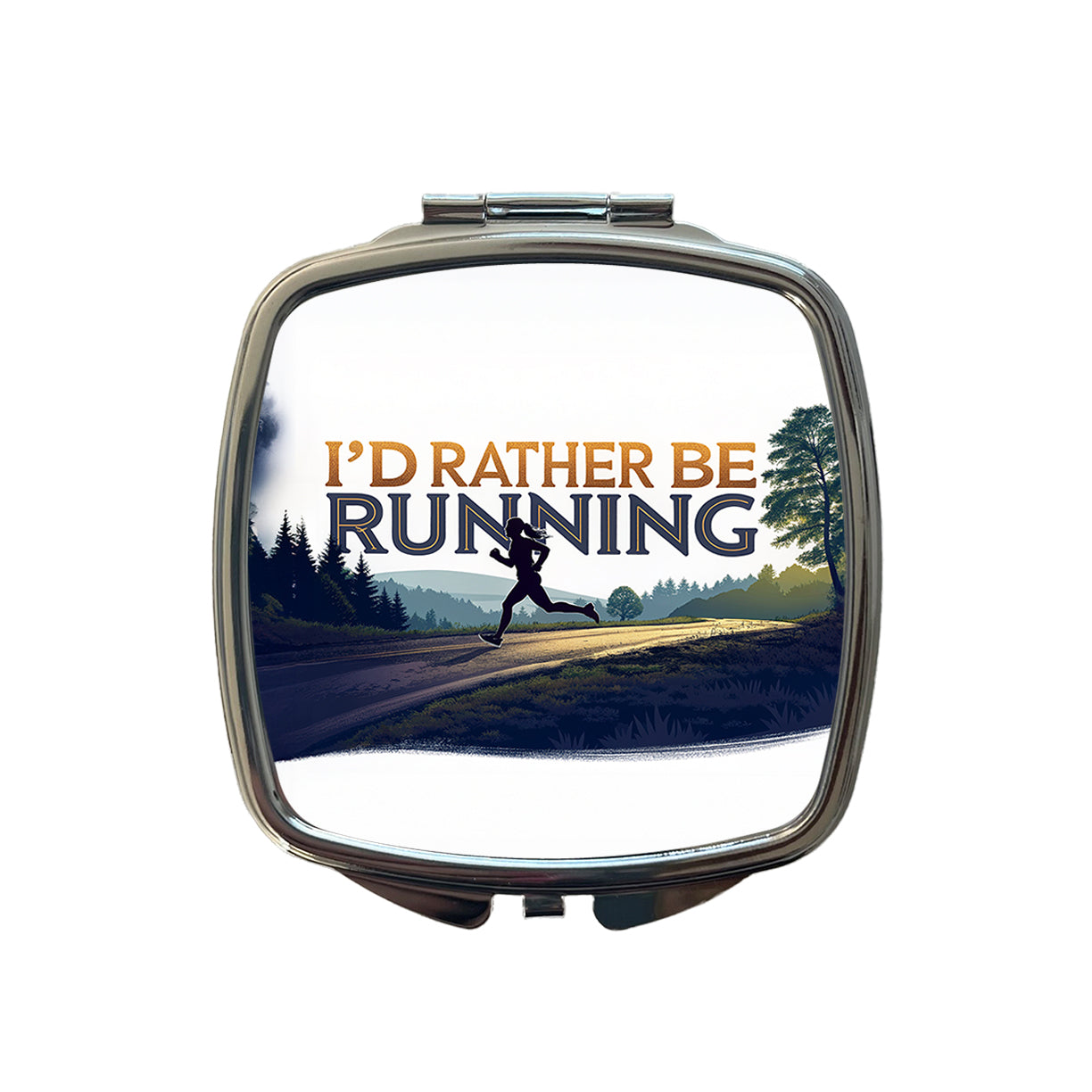 I'd Rather Be Running Woman Jogging Small Travel Purse Handbag Pocket Makeup Compact Mirror