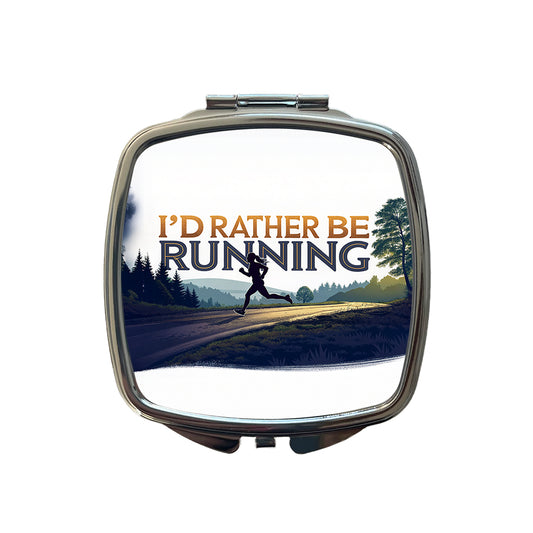 I'd Rather Be Running Woman Jogging Small Travel Purse Handbag Pocket Makeup Compact Mirror