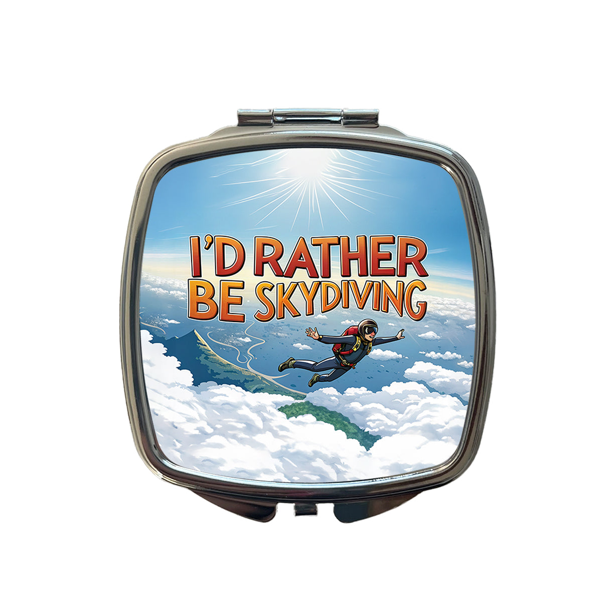 I'd Rather Be Skydiving Skydiver Small Travel Purse Handbag Pocket Makeup Compact Mirror