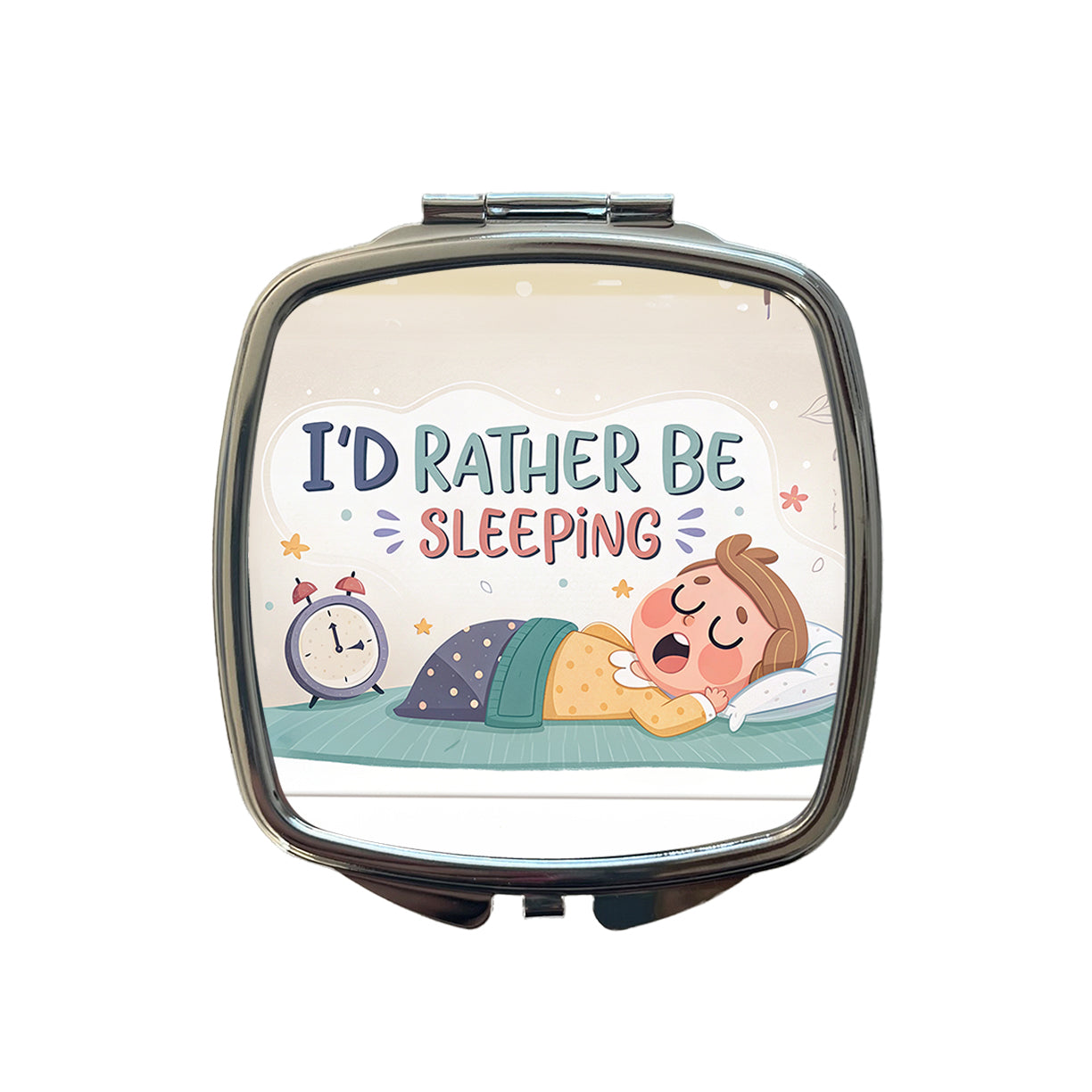 I'd Rather Be Sleeping Funny Small Travel Purse Handbag Pocket Makeup Compact Mirror